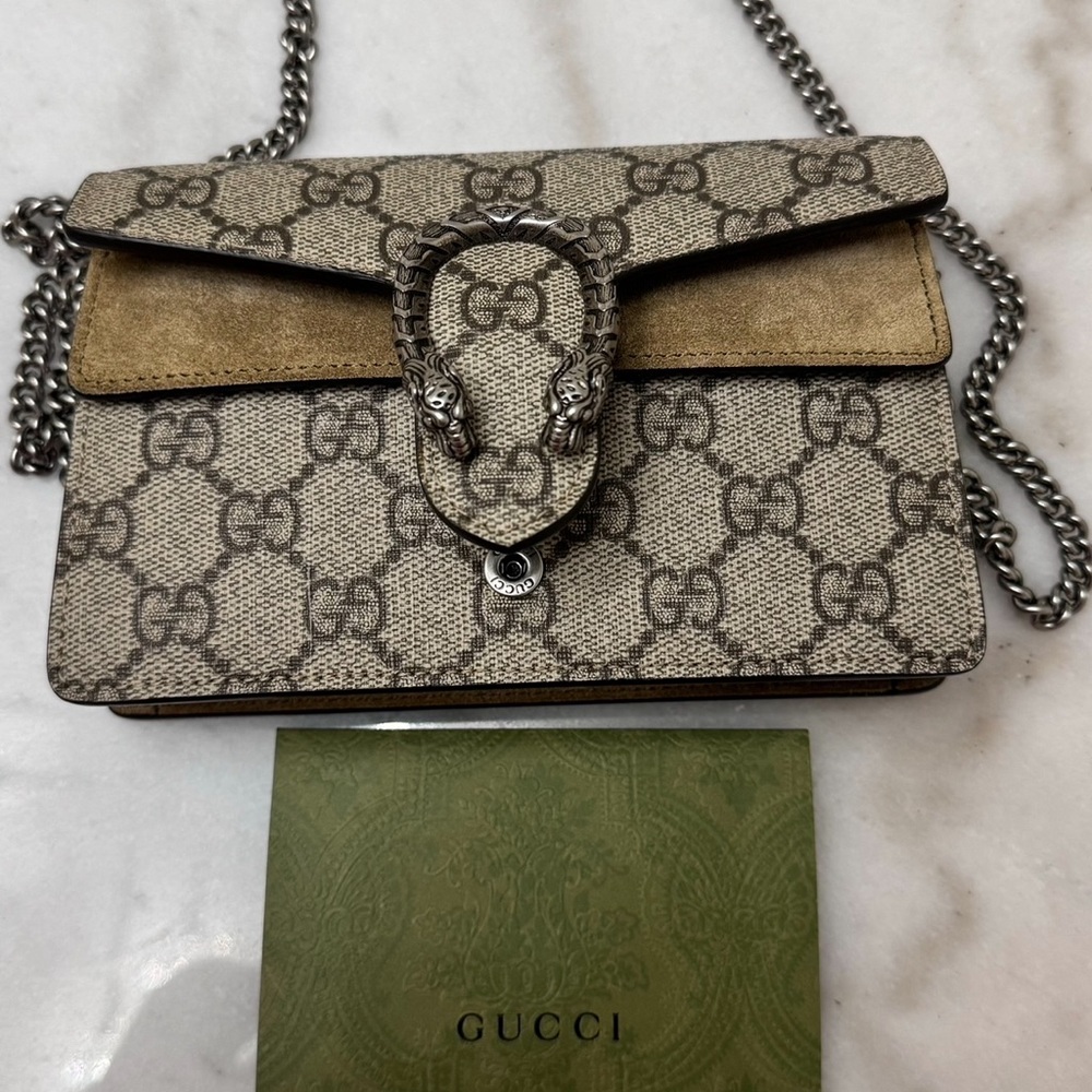 Gucci Cream and Brown Crossbody Bag with Monogram Canvas